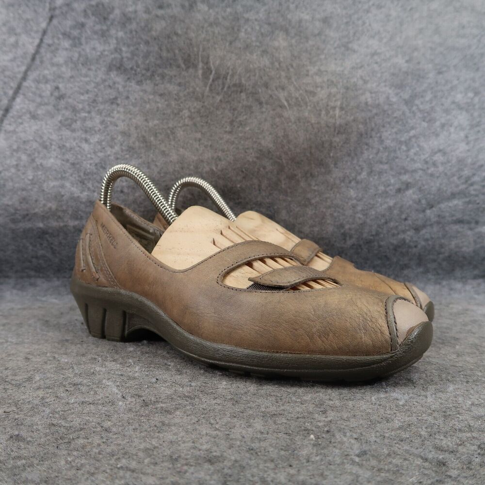 Merrell Shoes Womens 7 Mary Jane Wedge Slip On Loafer Leather Gabriella Brindle